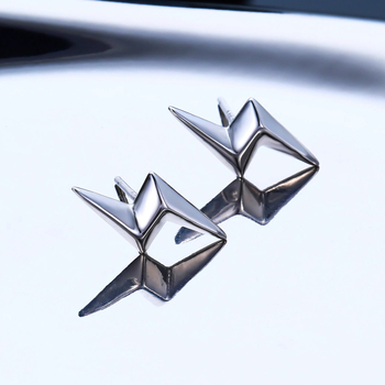 S999 sterling srebrne trodimenzionalne naušnice s munjom - unisex, geometrijski minimalistički dizajn