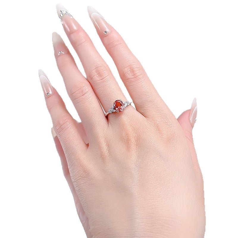 Prsten od srebra 925, ovalni Padparadscha, 6x8mm, za žene