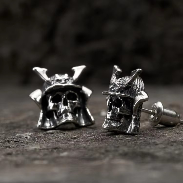 Naušnice s lubanjom za Halloween – bakreni, punk stil, unisex