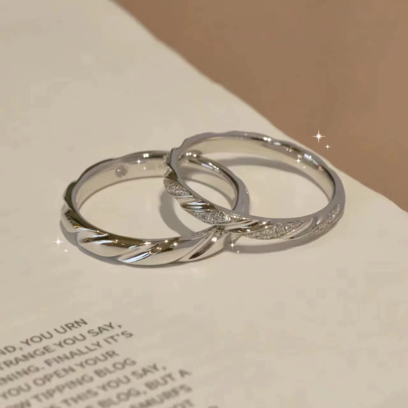 Prsten od čistog srebra S999 s motivom vinove loze za parove, podesivi otvoreni dizajn, elegantan dar za Valentinovo ili rođendan