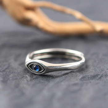 Eye of Blues muški prsten — otvoreni bakreni prsten, podesivi, geometrijski dizajn, minimalistički retro stil