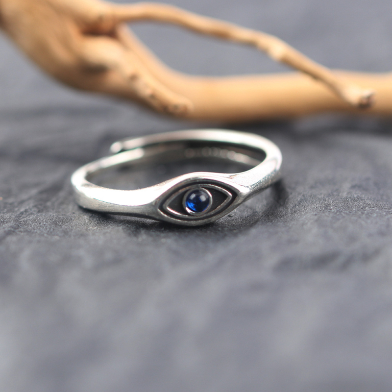Eye of Blues muški prsten — otvoreni bakreni prsten, podesivi, geometrijski dizajn, minimalistički retro stil