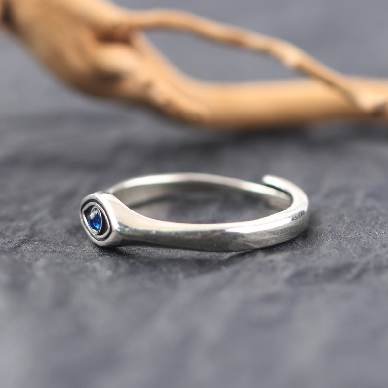 Eye of Blues muški prsten — otvoreni bakreni prsten, podesivi, geometrijski dizajn, minimalistički retro stil
