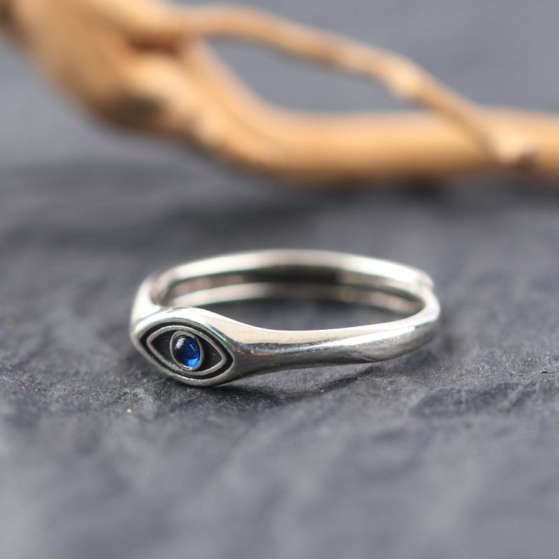 Eye of Blues muški prsten — otvoreni bakreni prsten, podesivi, geometrijski dizajn, minimalistički retro stil
