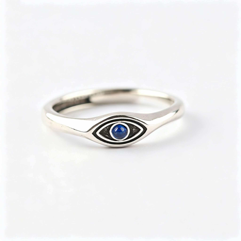 Eye of Blues muški prsten — otvoreni bakreni prsten, podesivi, geometrijski dizajn, minimalistički retro stil