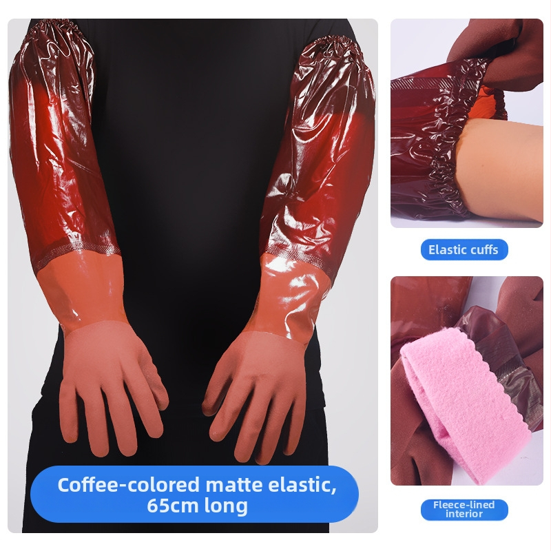 Vodootporne rukavice otporne na rezanje s produženim manžetama, debeli i izdržljivi od goveđe tetive materijala, za pranje suđa i posao – muške, tople