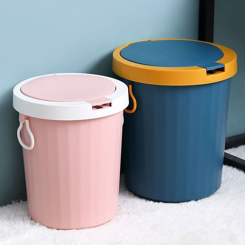 Plastični kanta za otpad s poklopcem i pritiskom, nordijskog stila, 9 L kapaciteta, za kupaonicu, dnevni boravak, kuhinju, spavaću sobu i ured