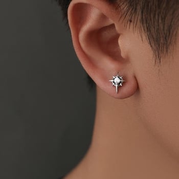 S925 srebrne naušnice Polaris – unisex, geometrijski minimalistički dizajn