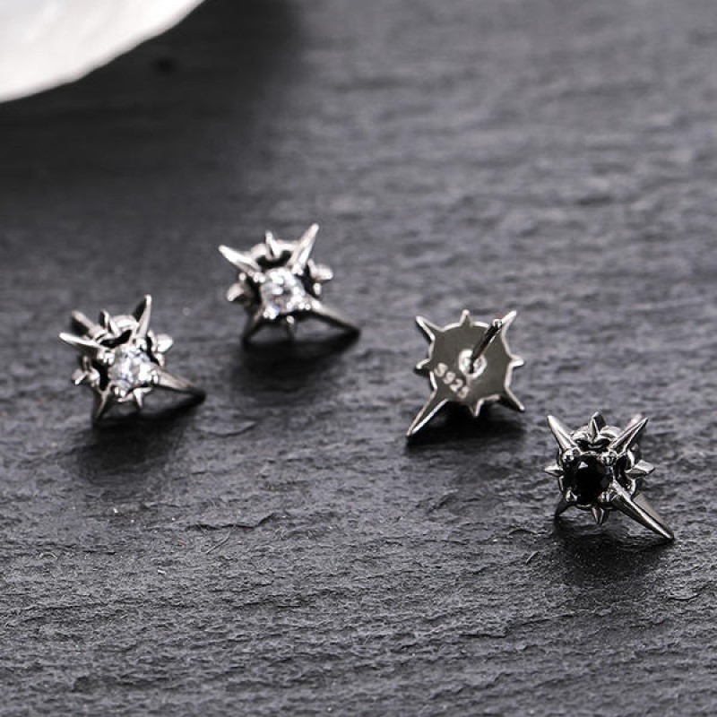 S925 srebrne naušnice Polaris – unisex, geometrijski minimalistički dizajn