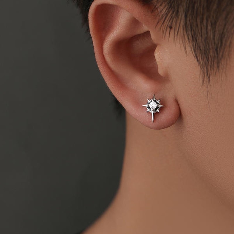 S925 srebrne naušnice Polaris – unisex, geometrijski minimalistički dizajn