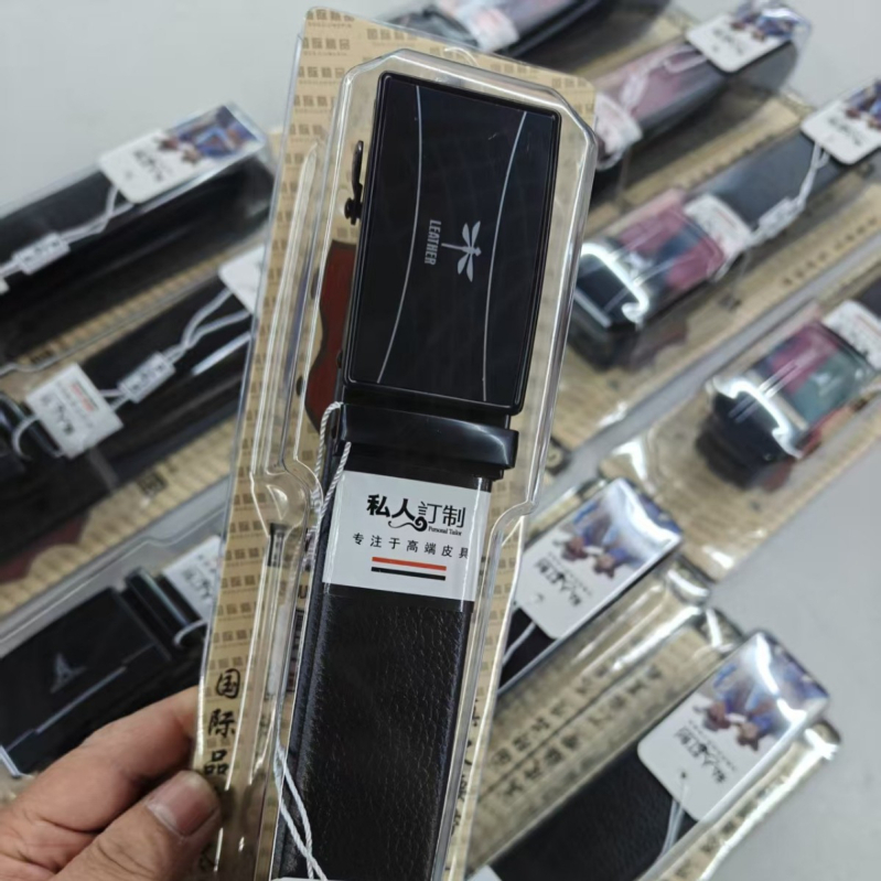 PVC pojas s prozirnim kućištem i slotom za karticu, automatska kopča, muški casual stil, otporan na ogrebotine i habanje