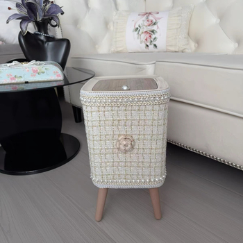Kantica za smeće s poklopcem, 10 L, skandinavski stil, poklopac na pritisk, cilindričnog oblika, za dnevni boravak i spavaću sobu