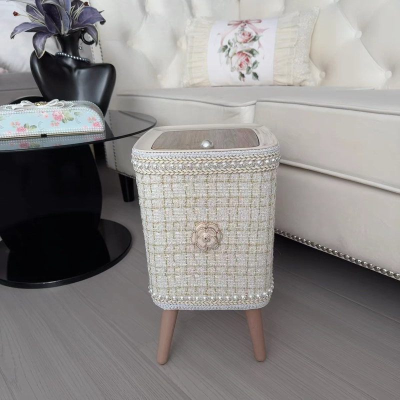 Kantica za smeće s poklopcem, 10 L, skandinavski stil, poklopac na pritisk, cilindričnog oblika, za dnevni boravak i spavaću sobu