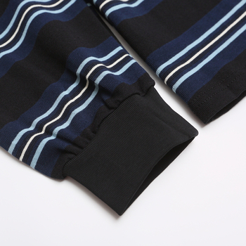 Muško polo s prugastim uzorkom, dugih rukava, ležernog kroja, retro kontrastni ovratnik, casual pamuk
