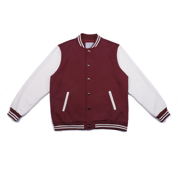 Muški bordo fleksi baseball jakna-cardigan u retro stilu s izšivanim logom, okrugli izrez, jednostruko kopčanje, debeli materijal, veličine S-XXXL