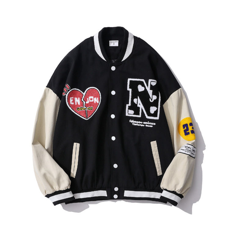 Muški bordo fleksi baseball jakna-cardigan u retro stilu s izšivanim logom, okrugli izrez, jednostruko kopčanje, debeli materijal, veličine S-XXXL