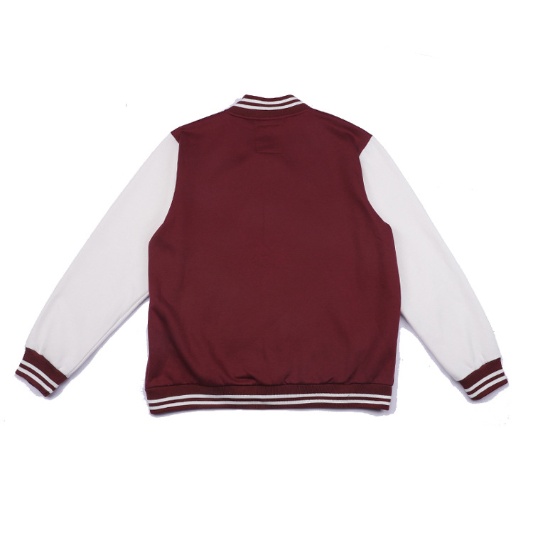 Muški bordo fleksi baseball jakna-cardigan u retro stilu s izšivanim logom, okrugli izrez, jednostruko kopčanje, debeli materijal, veličine S-XXXL