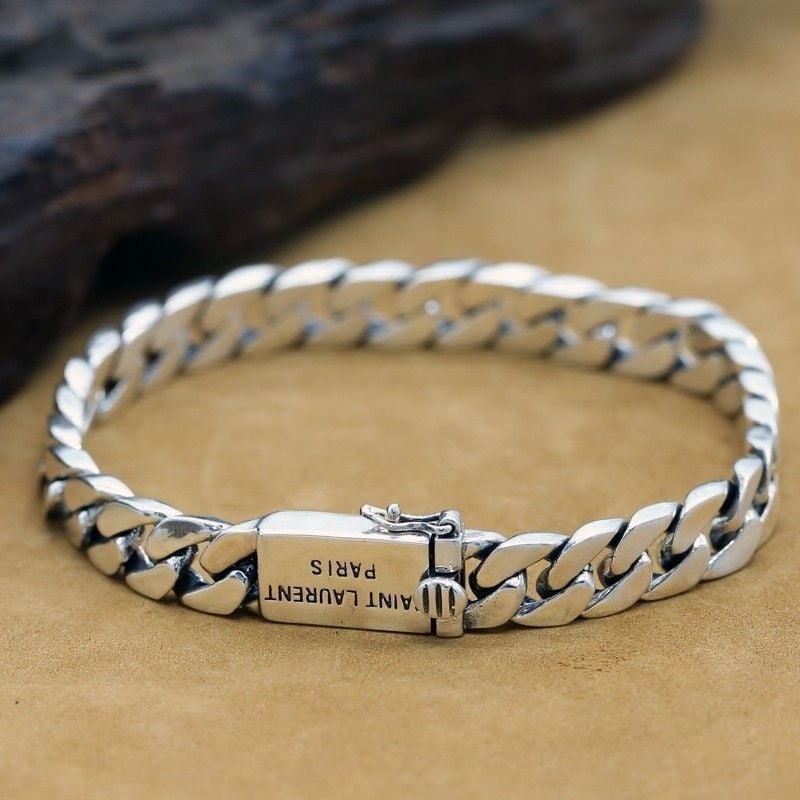 925 sterling srebro, jednostavna sjajna narukvica za par sa graviranjem, kubanski lanac, personalizirani poklon