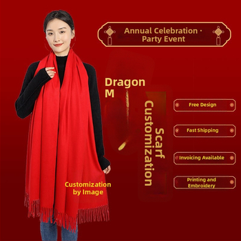 Férfi piros sál személyre szabott logó hímzéssel vállalati eseményekre és osztálytalálkozókra