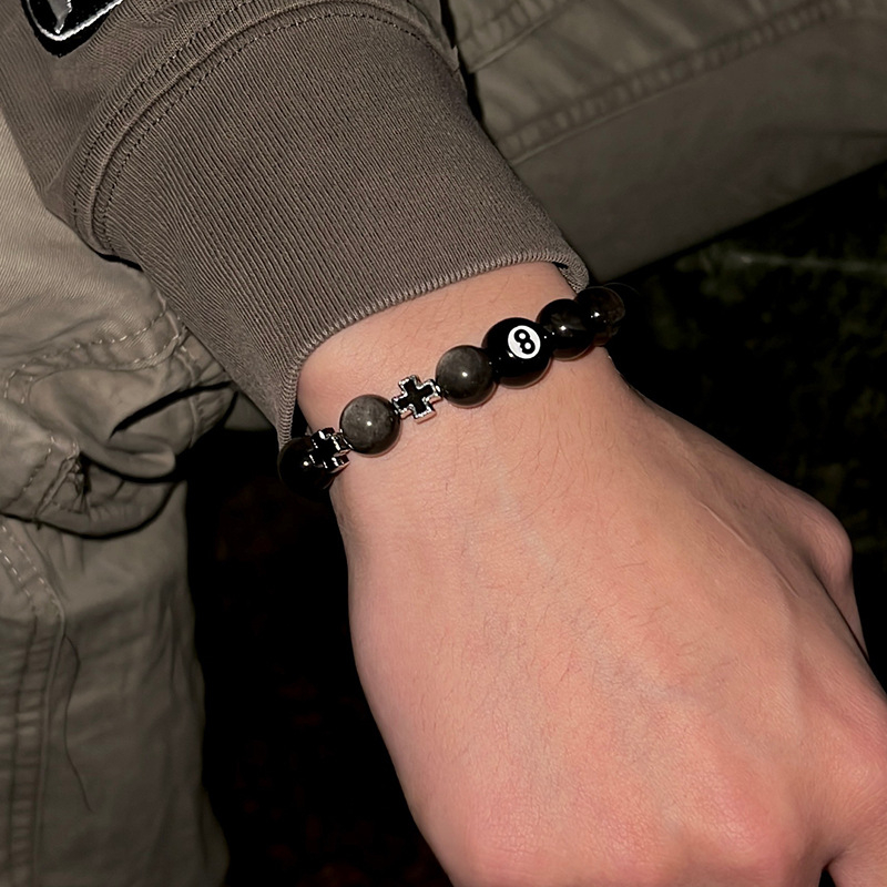 Unisex narukvica od obsidijana s križem od perli, minimalistički i svestran dodatak