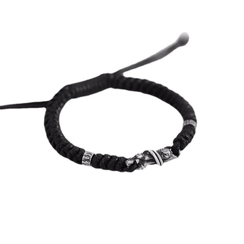 Xinqi Jewelry driftwood narukvica za muškarce - tamni stil, minimalistički, pleteni konopac, vintage istrošeno Thai silver nakit