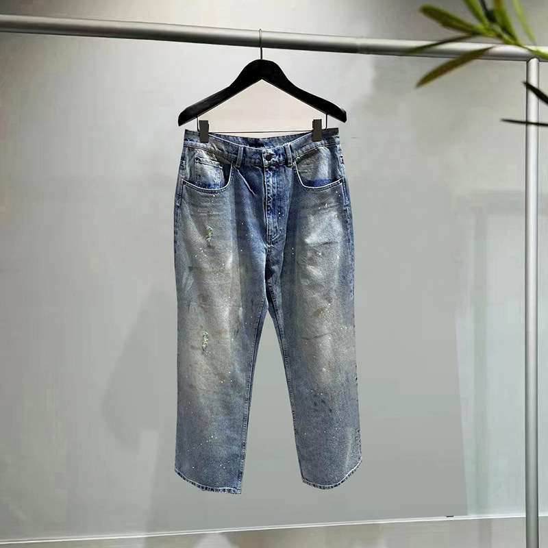 Muške traperice ravnog kroja, modna marka, jesen 2025, vrhunska američka oprana denim s gradijentnom bojom