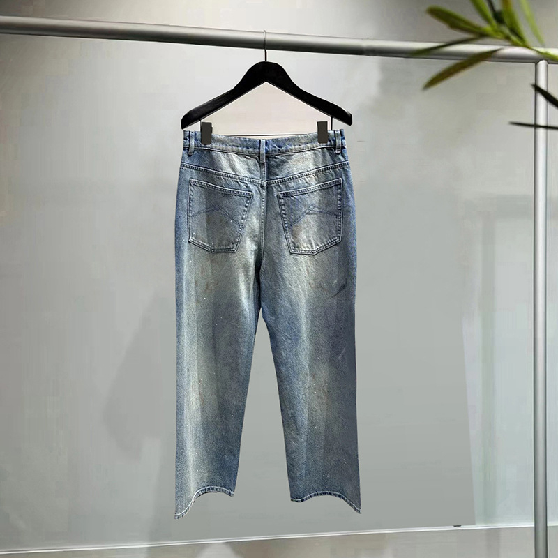 Muške traperice ravnog kroja, modna marka, jesen 2025, vrhunska američka oprana denim s gradijentnom bojom