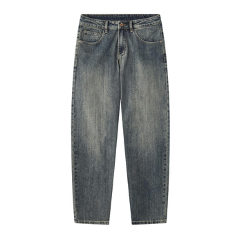 Muške traperice za jesen/zimu s ravnim krojem, opuštena silueta, elastični pamuk-denim, vintage pranje