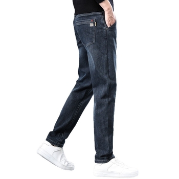Мъжки дънки с права кройка от деним, Slim-fit, еластични, ежедневни, градски стил