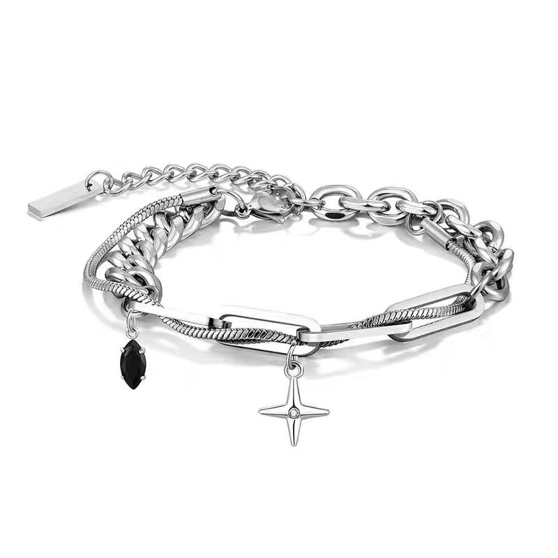 Narukvica Cross Star, titan čelik, unisex, lagani luksuz, geometrijski dizajn, otporna na izblijedivanje boja