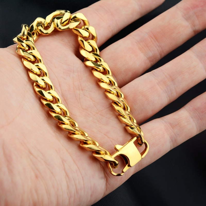 10 mm kubanski lanac narukvica od titanijskog čelika, unisex, geometrijski dizajn, moderan modni dodatak