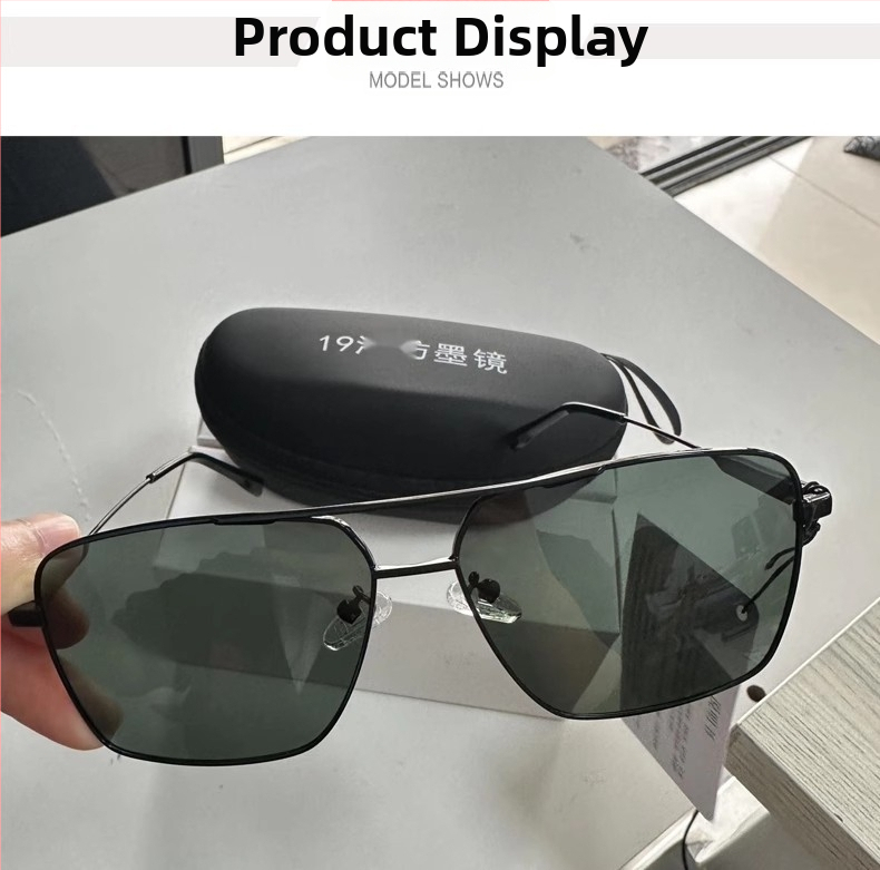 Čierne polarizované rybárske okuliare, veľký štvorcový rám, kovový rám, unisex