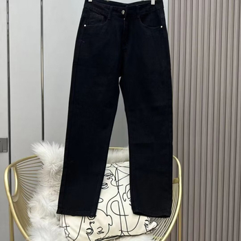 Мъжки дънки с прав крак, голяма бродерия с монограм M и принт, еластични, slim-fit кройка, деним