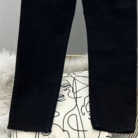 Мъжки дънки с прав крак, голяма бродерия с монограм M и принт, еластични, slim-fit кройка, деним