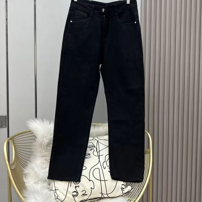 Мъжки дънки с прав крак, голяма бродерия с монограм M и принт, еластични, slim-fit кройка, деним