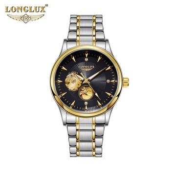 LONGLUX Muški skeleton vodootporni automatski mehanički sat, 41 mm cifernik, kožni kaiš, vodootpornost 50 m