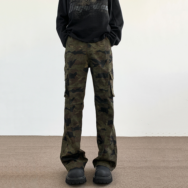 Ljetne kamuflažne cargo hlače sa slim fit krojem i elastičnošću, unisex, retro casual hlače