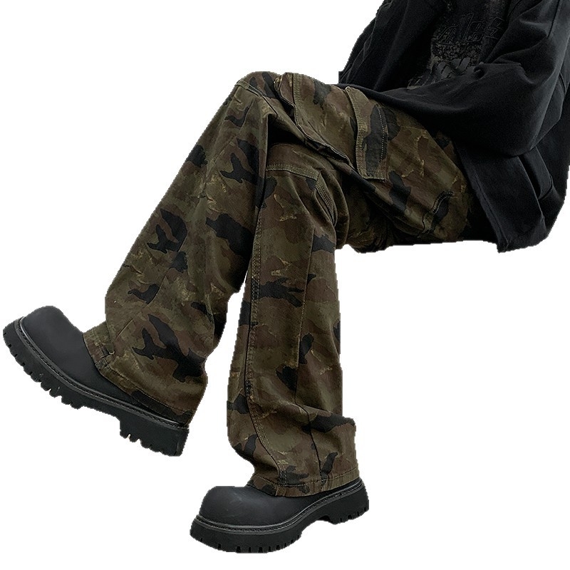Ljetne kamuflažne cargo hlače sa slim fit krojem i elastičnošću, unisex, retro casual hlače