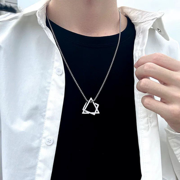 Muški geometrijski lanac od titan čelika, minimalistički hip-hop stil, jednostavna ogrlica za džemper s geometrijskim privjeskom