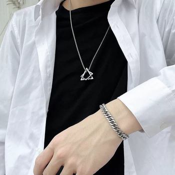 Muški geometrijski lanac od titan čelika, minimalistički hip-hop stil, jednostavna ogrlica za džemper s geometrijskim privjeskom