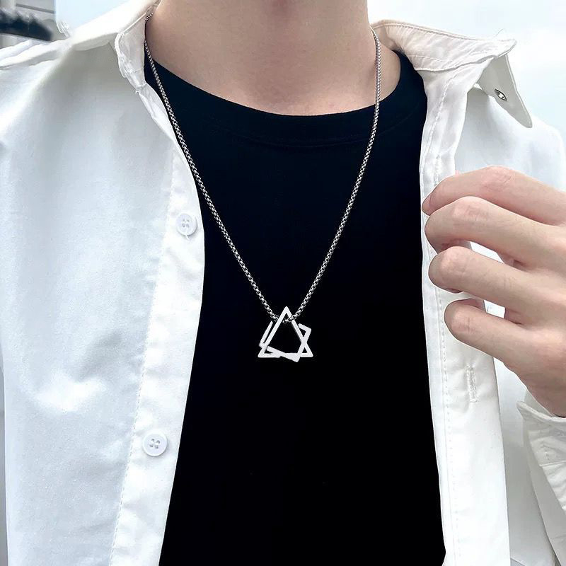 Muški geometrijski lanac od titan čelika, minimalistički hip-hop stil, jednostavna ogrlica za džemper s geometrijskim privjeskom