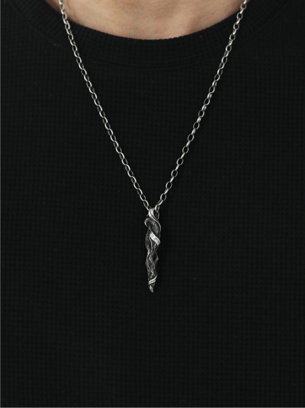Driftwood ogrlica od 999 srebra - originalni dizajn za muškarce, premium stil