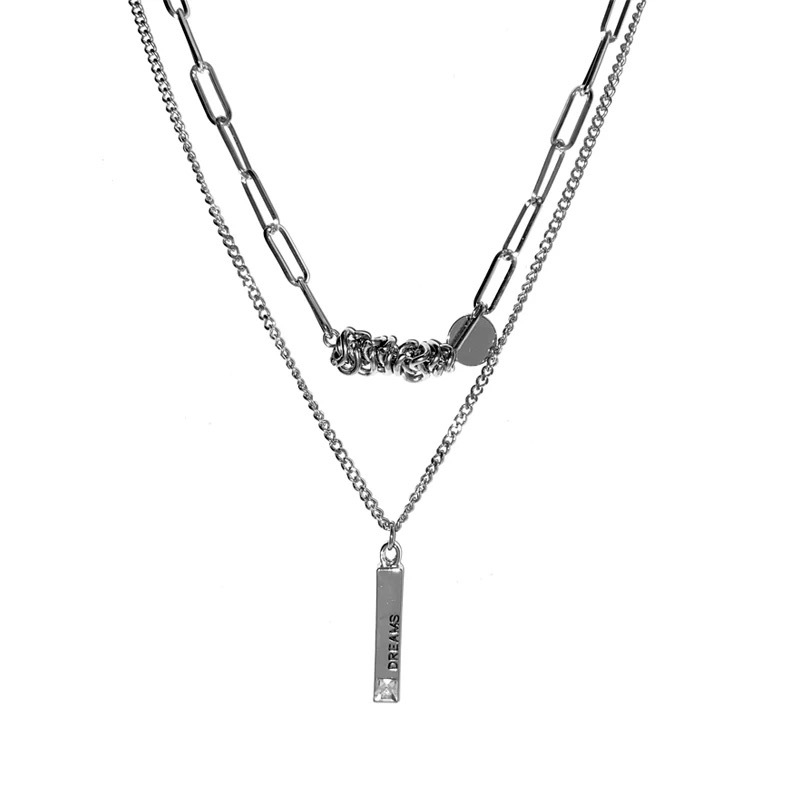 Ogrlica s dvostruko zavijenim privjeskom - Unisex, 51–60 cm, Jesen 2024, Geometrijski lanac od legure