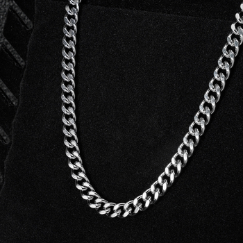 Hip-hop ogrlica od nehrđajućeg čelika, unisex kubanska lanac, 8 mm polirani kvadratni lanac, 41-50 cm