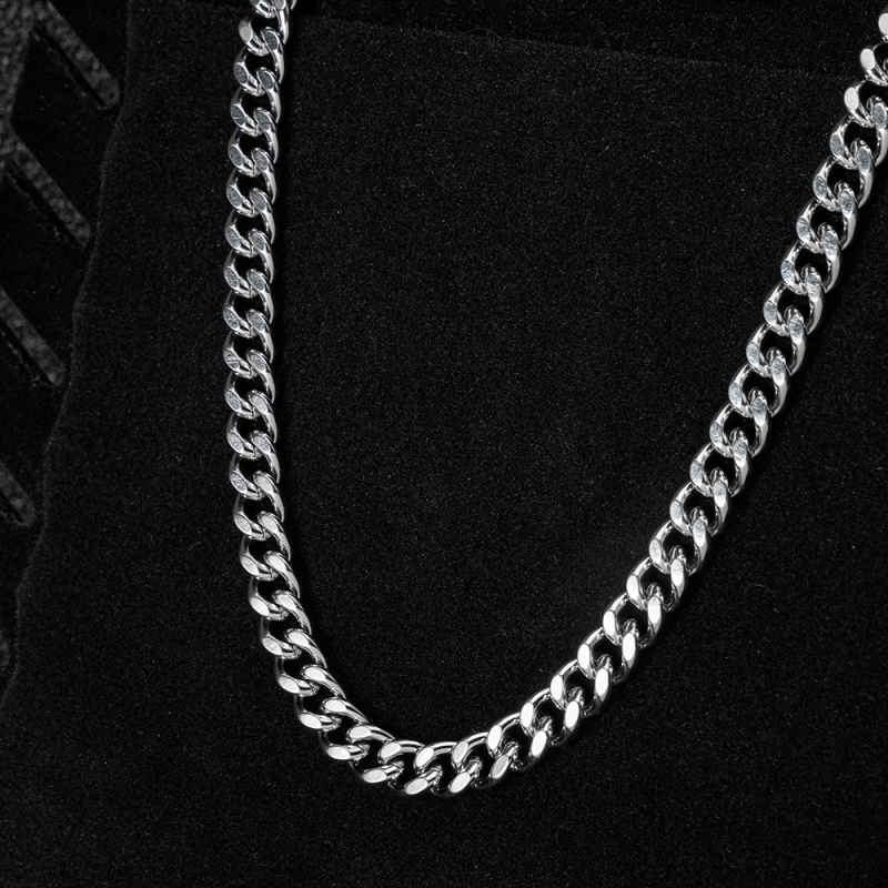 Hip-hop ogrlica od nehrđajućeg čelika, unisex kubanska lanac, 8 mm polirani kvadratni lanac, 41-50 cm