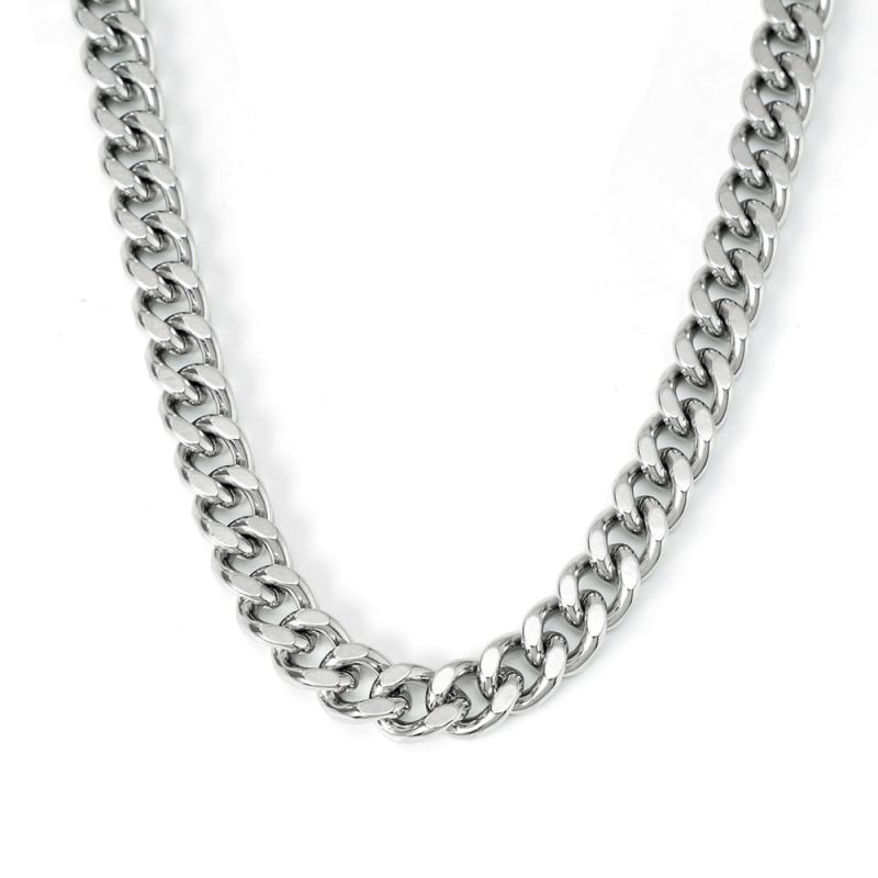 Hip-hop ogrlica od nehrđajućeg čelika, unisex kubanska lanac, 8 mm polirani kvadratni lanac, 41-50 cm