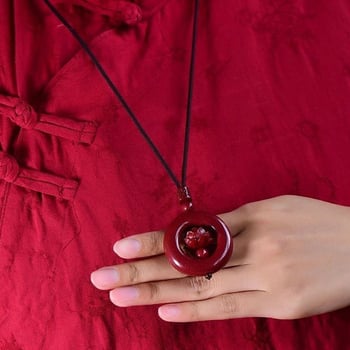 Cinabrni lotus privjesak za ogrlicu – unisex, ljubičasto-zlatni lotus amulet