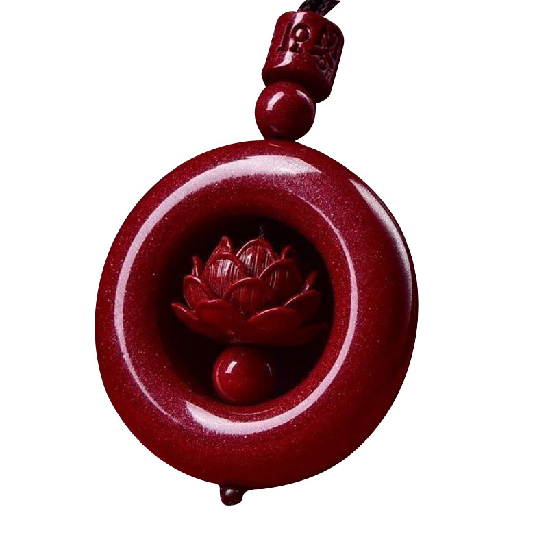 Cinabrni lotus privjesak za ogrlicu – unisex, ljubičasto-zlatni lotus amulet