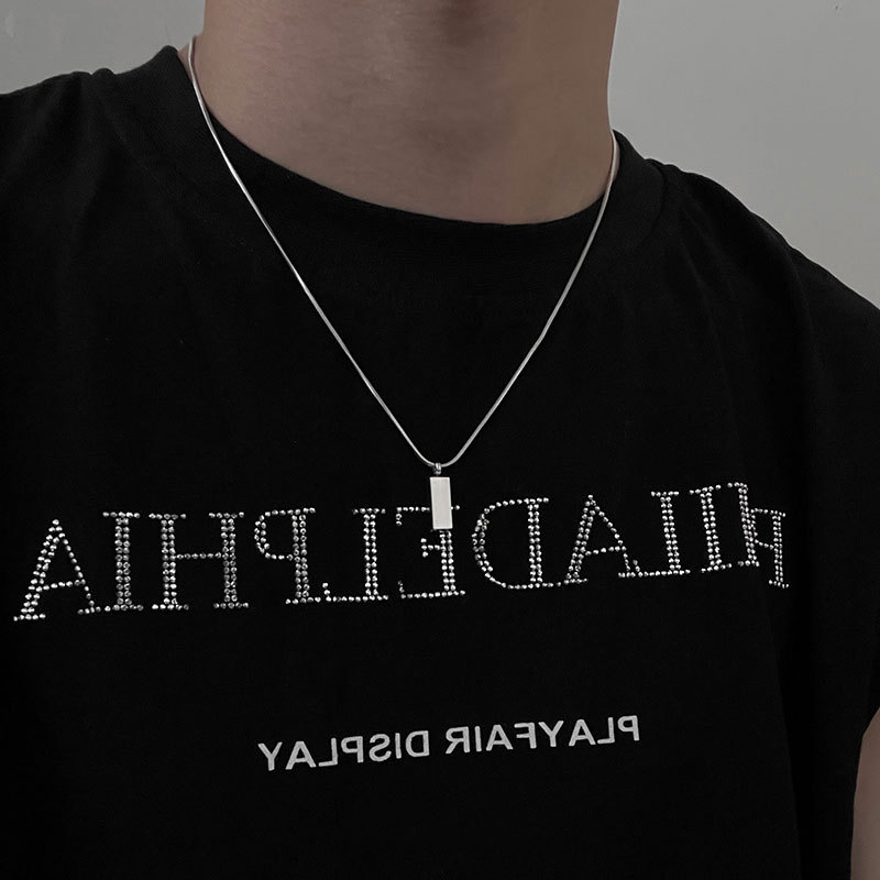 Minimalistično srebrno ogrlicu s kvadratnim članicama – unisex hip-hop lanac za ključnu kost, hladan stil