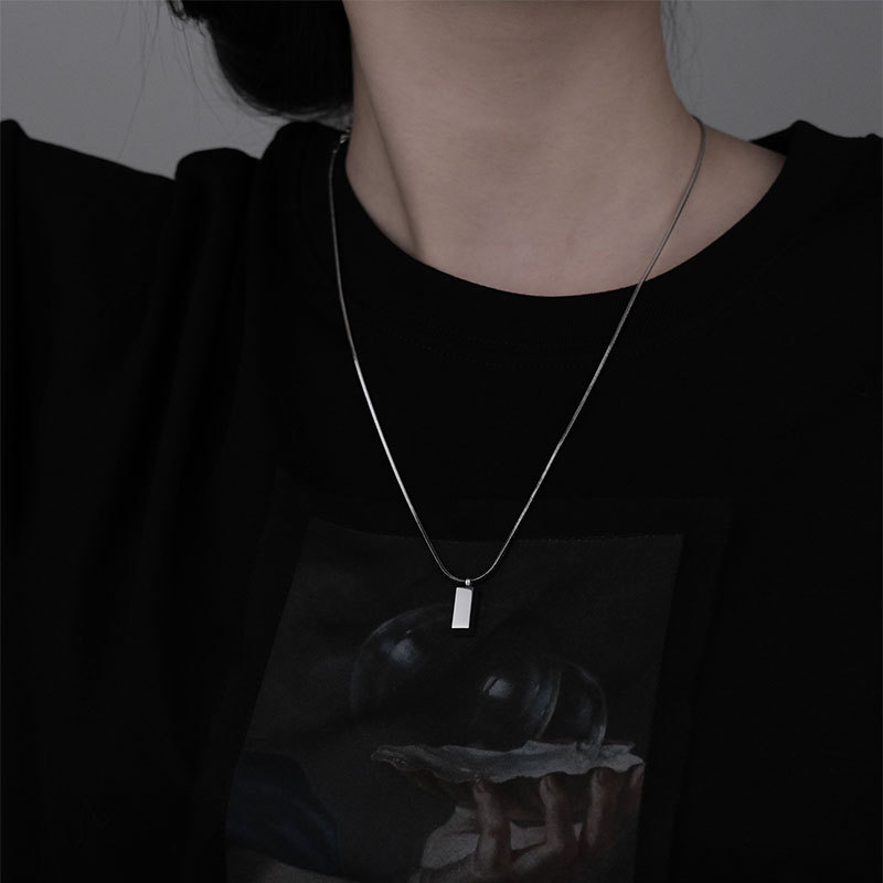 Minimalistično srebrno ogrlicu s kvadratnim članicama – unisex hip-hop lanac za ključnu kost, hladan stil